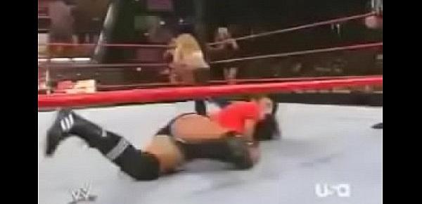  Trish Stratus, Ashley, and Mickie James vs Victoria, Torrie Wilson, and Candice Michelle. Raw 2005.